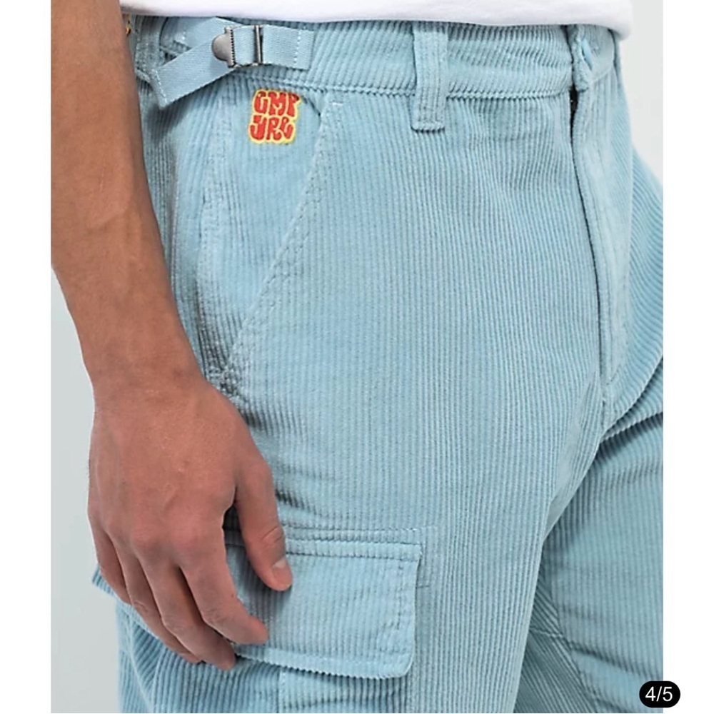 Empyre Light Blue Corduroy Cargo Skate Pants Baggy Relaxed Fit Men’s Sz 34 Y2K - Picture 2 of 16